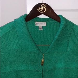 St John  Sport Santana Knit Jacket Gold Zip Belted